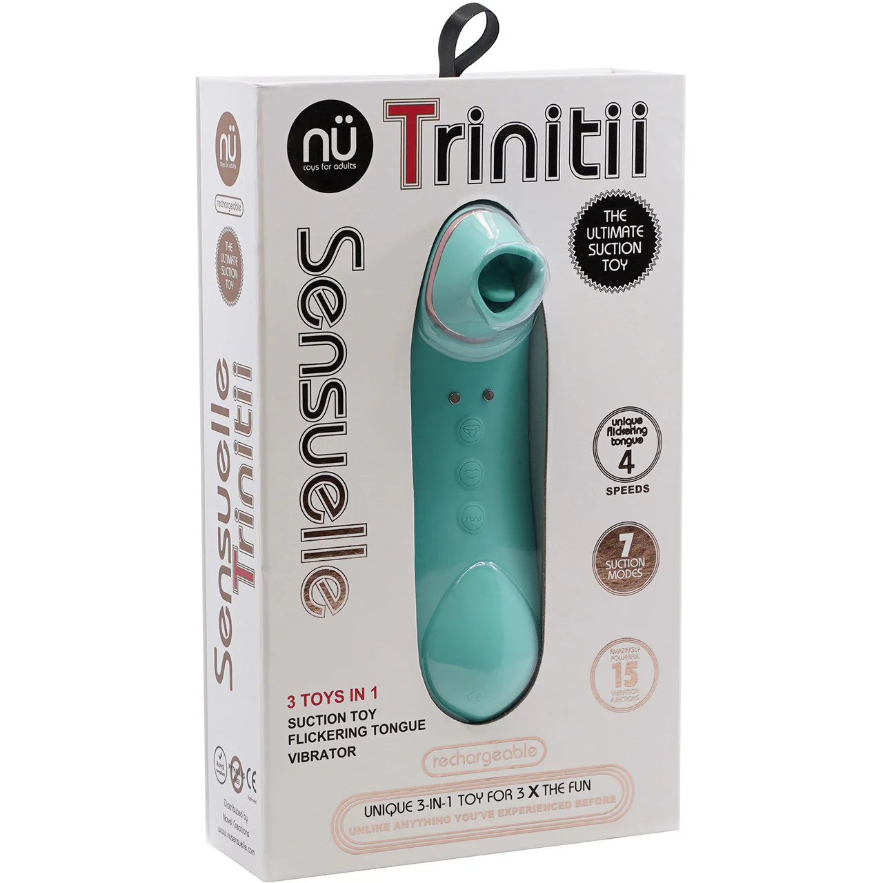 NU Sensuelle Trinitii 26-Function Flickering Tongue Vibrator With Suction - Electric Blue - Image 4