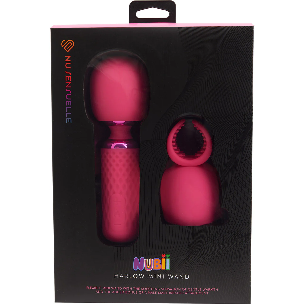 Nubii Harlow Mini Wand Silicone Warming Vibrator With Multi Use Attachment By Nu Sensuelle - Pink - Image 8