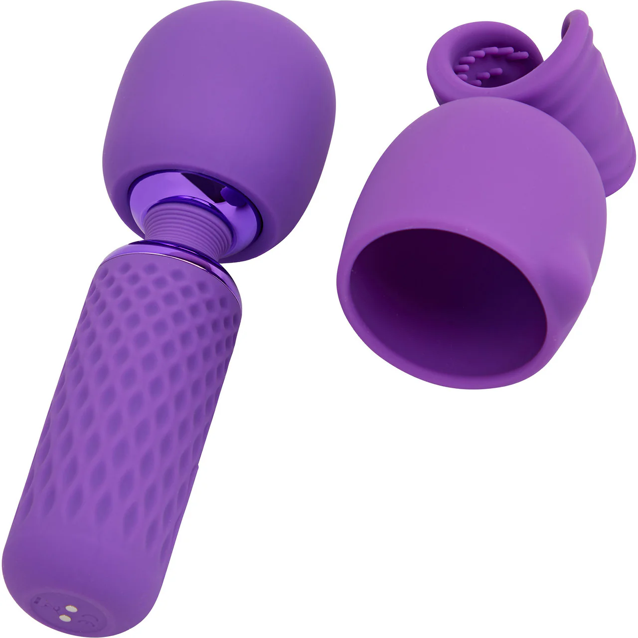 Nubii Harlow Mini Wand Silicone Warming Vibrator With Multi Use Attachment By Nu Sensuelle - Purple - Image 3