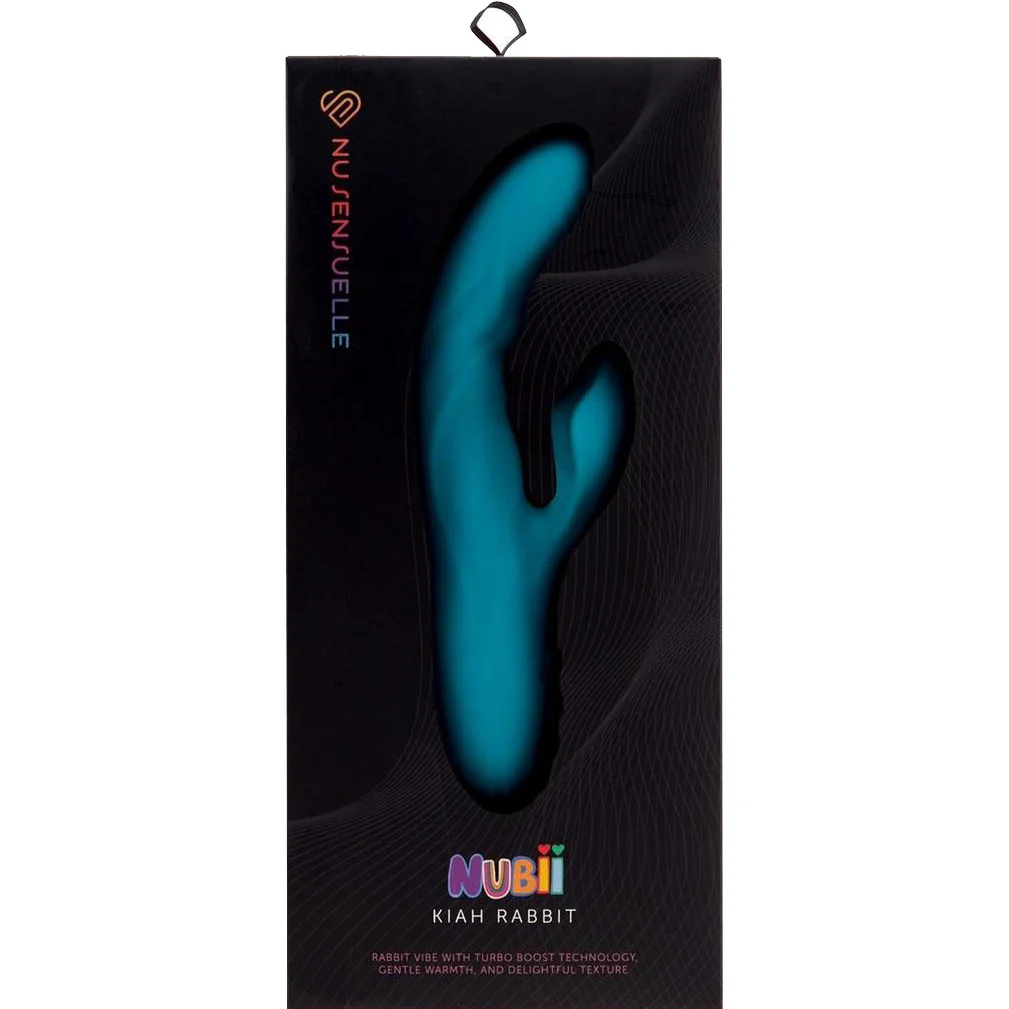 Nubii Kiah 17+3 Function Rabbit Rechargeable Silicone Dual Stim Vibrator By Nu Sensuelle - Blue - Image 3