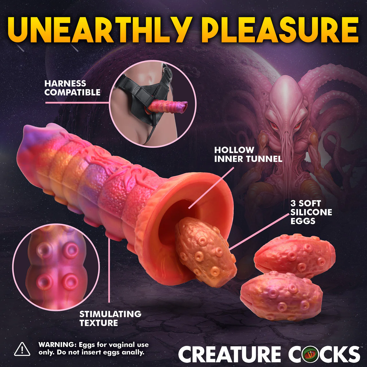 Nymphoid 6.5" Silicone Ovipositor Dildo With Eggs By Creature Cocks - Image 12