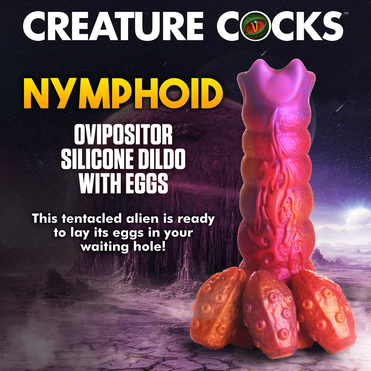 Nymphoid 6.5" Silicone Ovipositor Dildo With Eggs By Creature Cocks - Image 14
