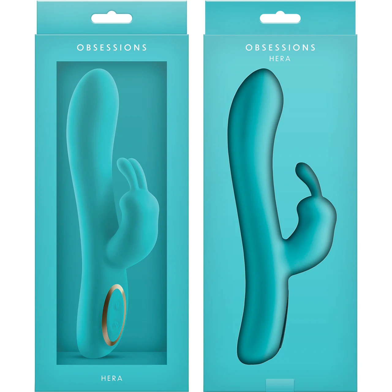 Obsessions Hera Rechargeable Silicone Waterproof Rabbit Vibrator - Aqua - Image 3