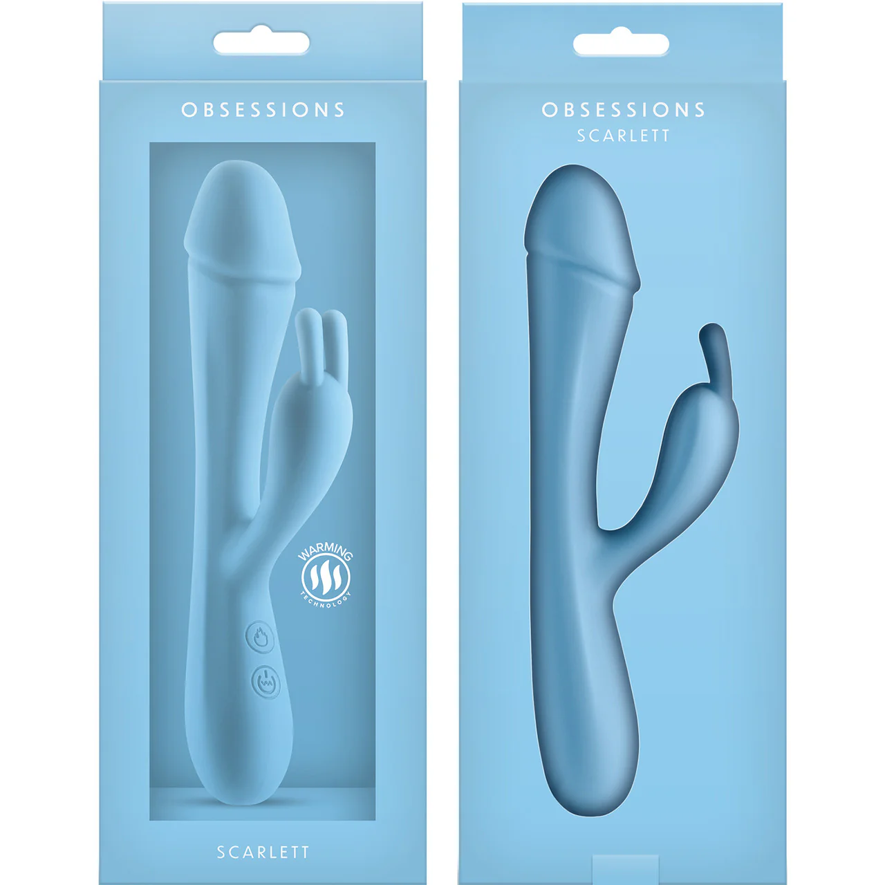 Obsessions Scarlett Warming Rechargeable Silicone Waterproof Rabbit Vibrator - Blue - Image 3