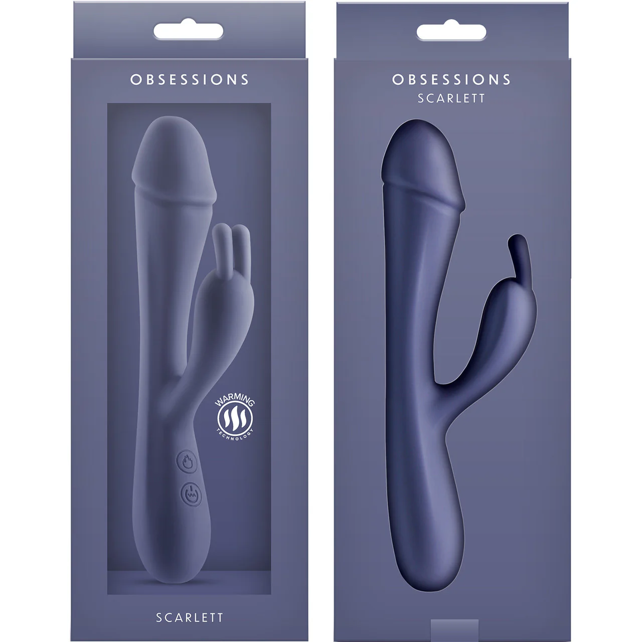 Obsessions Scarlett Warming Rechargeable Silicone Waterproof Rabbit Vibrator - Navy - Image 3