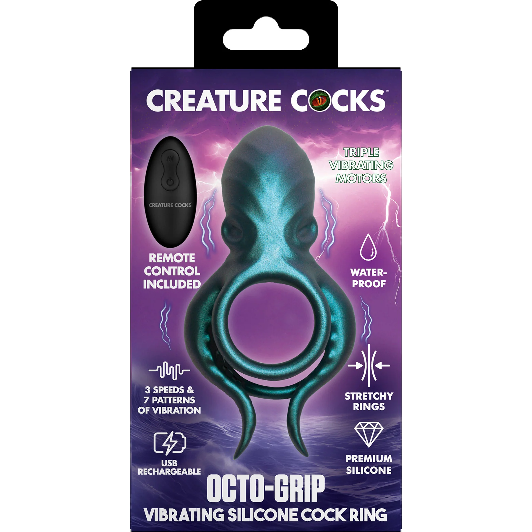Octo Grip Vibrating Silicone Cock Ring With Remote By Creature Cocks - Image 9