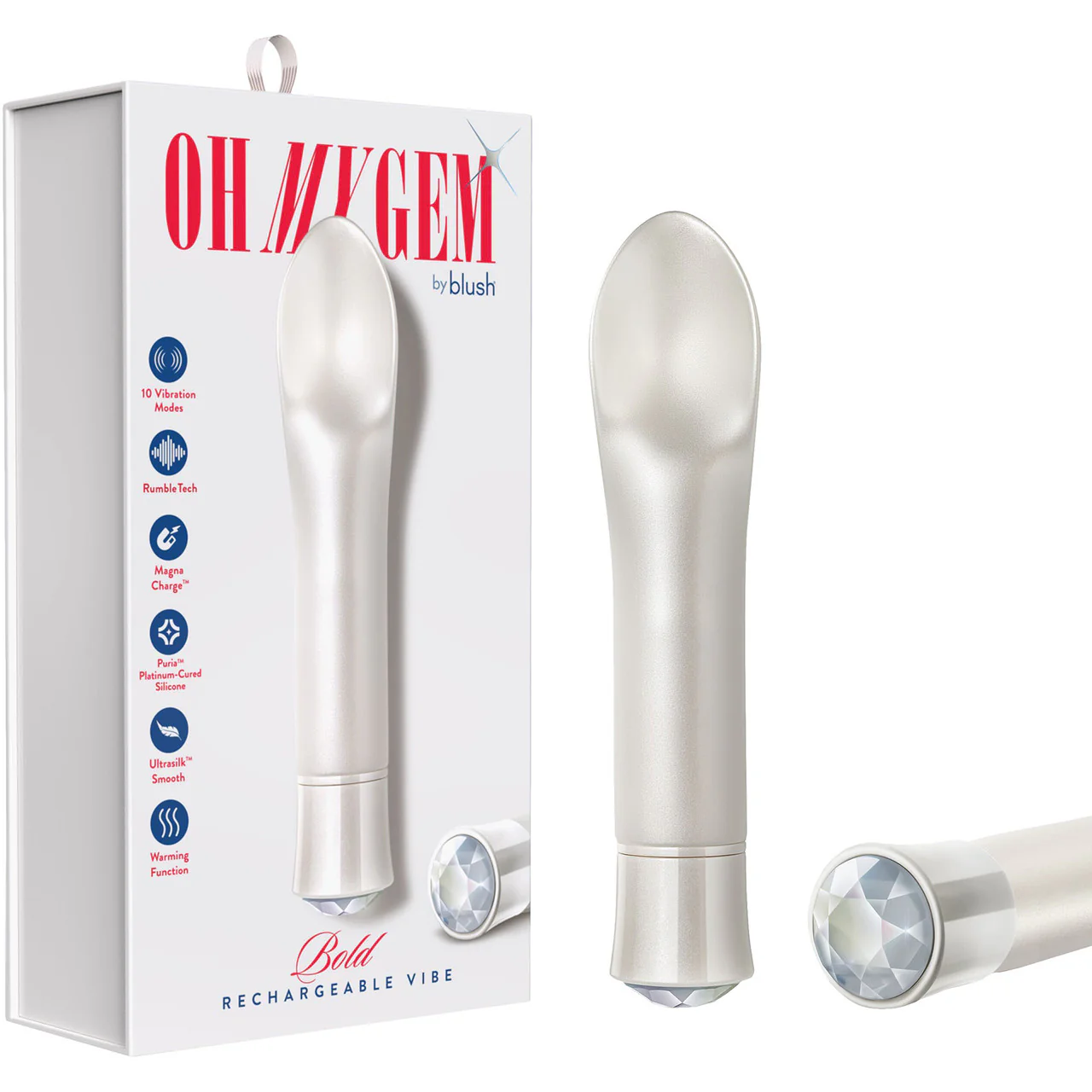 Oh My Gem Bold Rechargeable Waterproof Silicone Warming Clitoral Vibrator By Blush - Diamond - Image 7