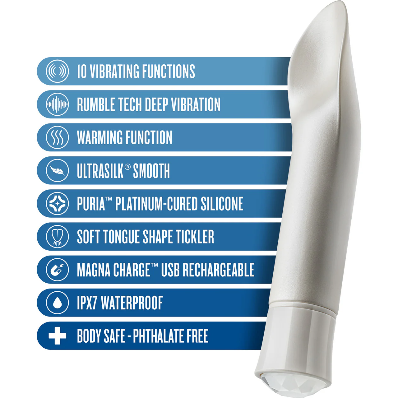 Oh My Gem Bold Rechargeable Waterproof Silicone Warming Clitoral Vibrator By Blush - Diamond - Image 8