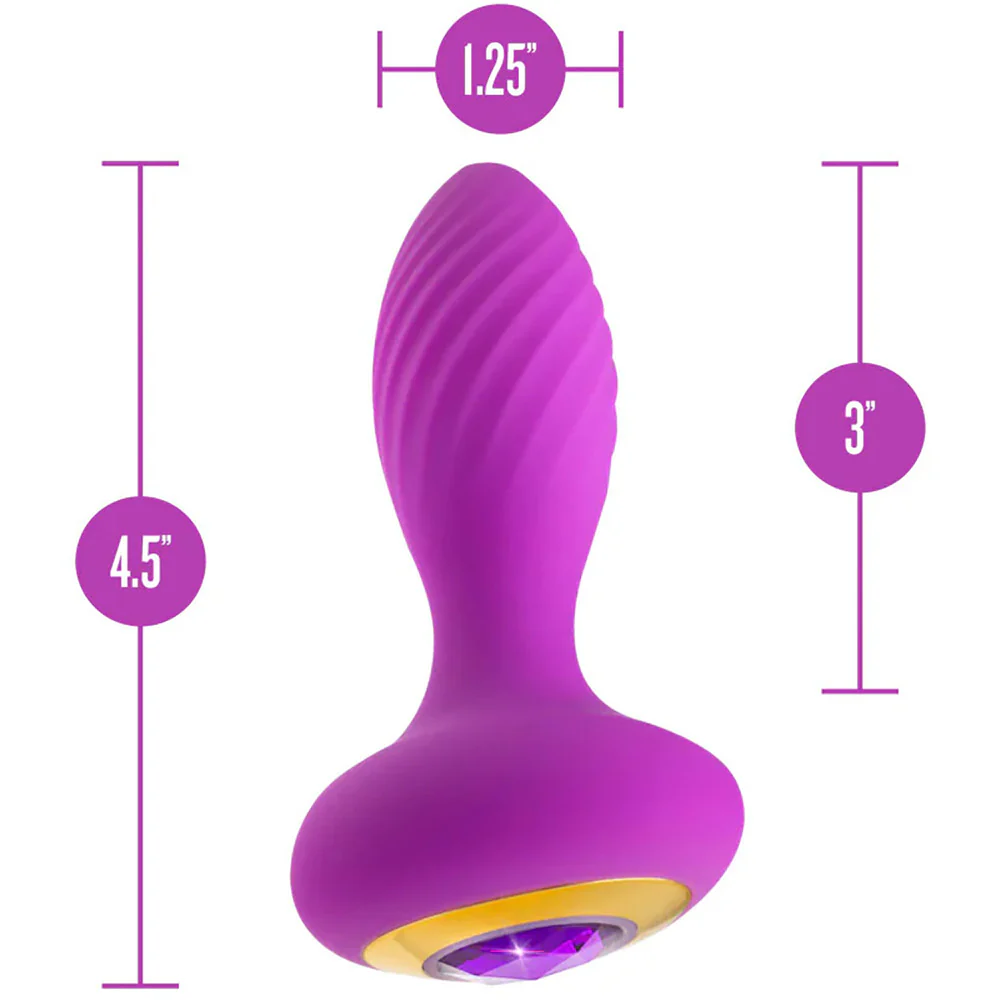 Oh My Gem Charm Rechargeable Silicone Vibrating Butt Plug By Blush - Amethyst - Image 11