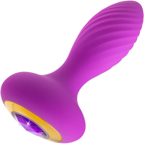 Oh My Gem Charm Rechargeable Silicone Vibrating Butt Plug By Blush - Amethyst - Image 14