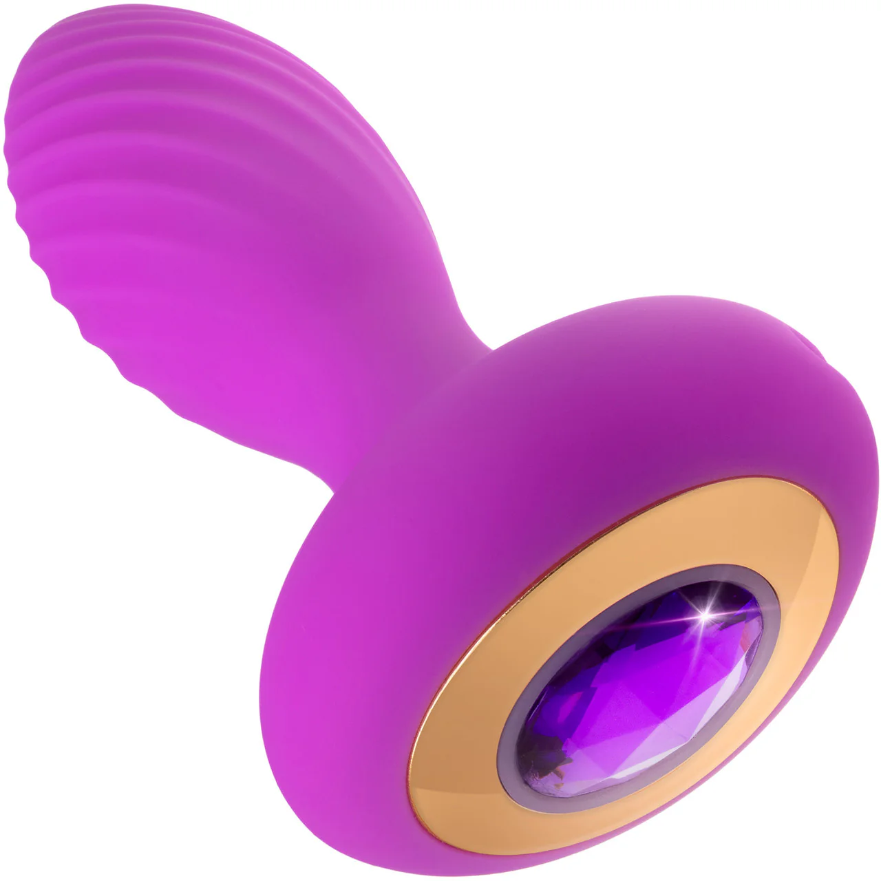 Oh My Gem Charm Rechargeable Silicone Vibrating Butt Plug By Blush - Amethyst - Image 3