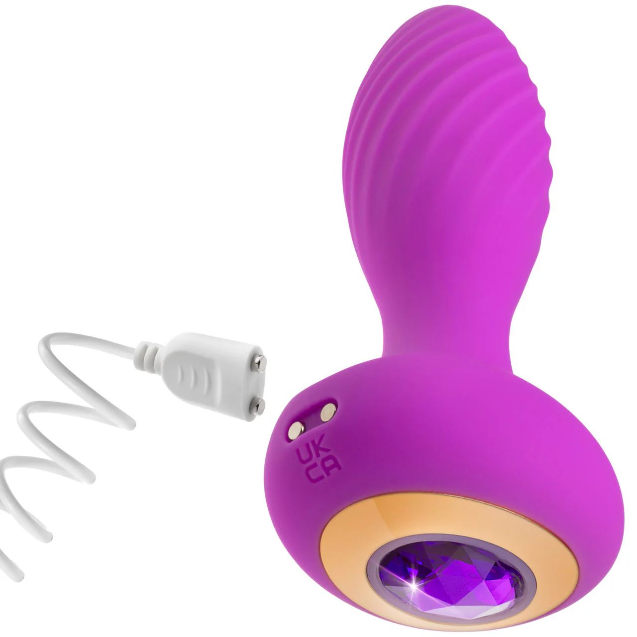 Oh My Gem Charm Rechargeable Silicone Vibrating Butt Plug By Blush - Amethyst - Image 7