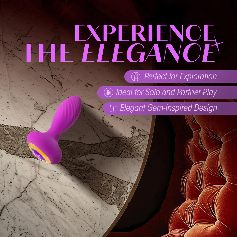 Oh My Gem Charm Rechargeable Silicone Vibrating Butt Plug By Blush - Amethyst - Image 8