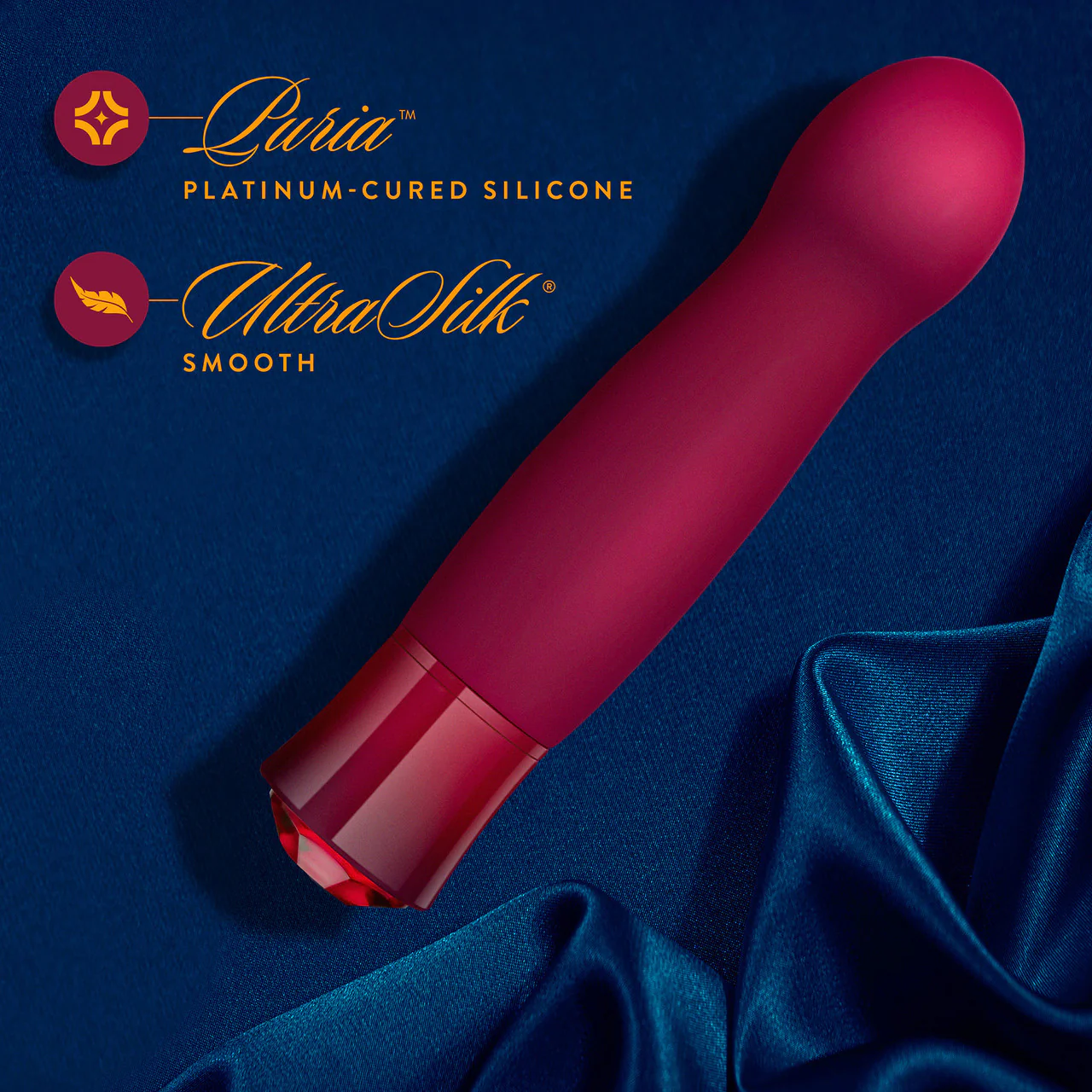 Oh My Gem Classy Rechargeable Silicone Warming G-Spot Vibrator By Blush - Garnet Red - Image 10