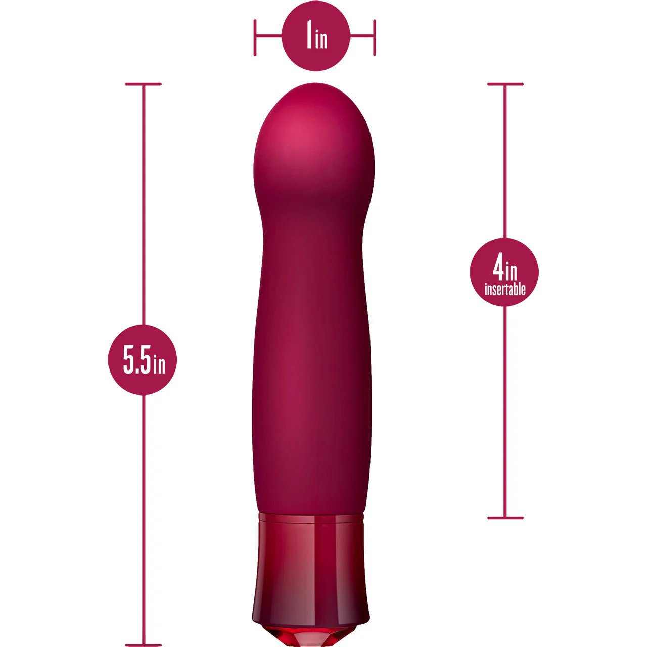 Oh My Gem Classy Rechargeable Silicone Warming G-Spot Vibrator By Blush - Garnet Red - Image 6