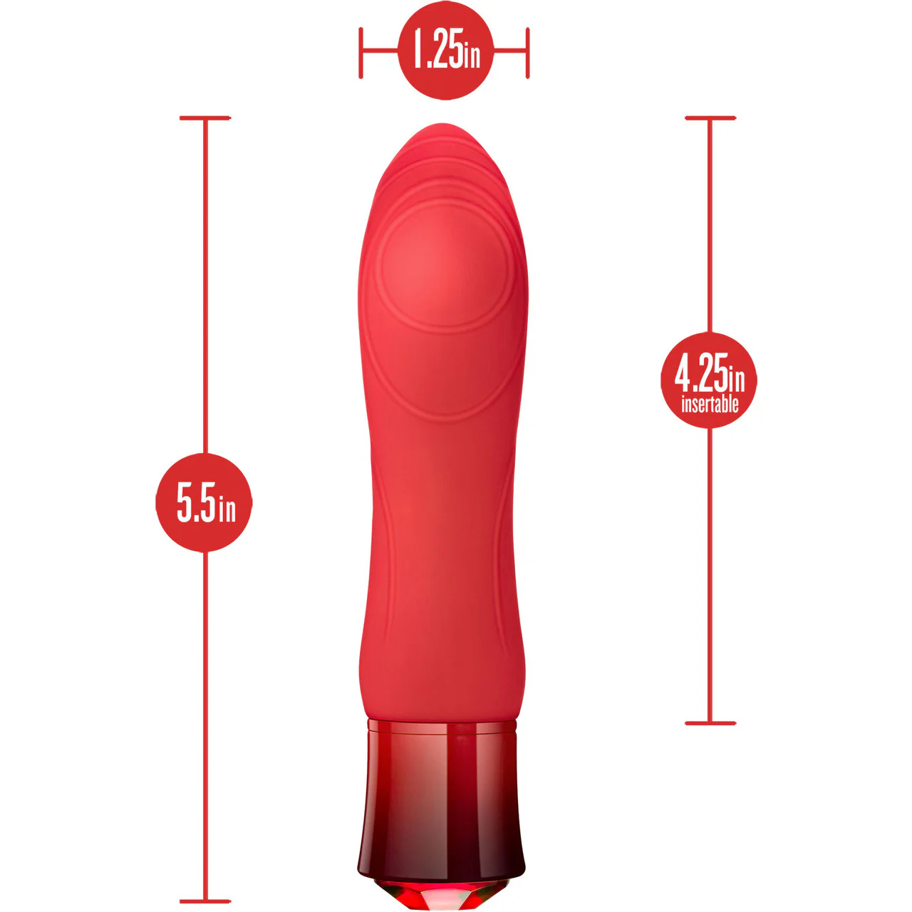Oh My Gem Desire Rechargeable Waterproof Silicone Warming Vibrator By Blush - Ruby - Image 6