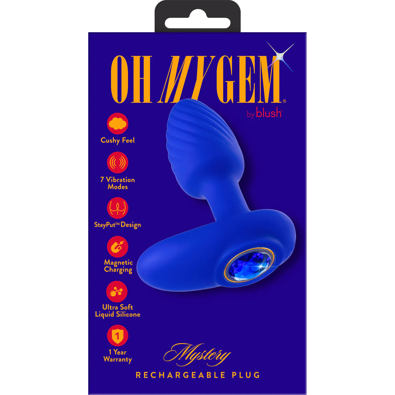 Oh My Gem Mystery Rechargeable Silicone Vibrating Butt Plug By Blush - Sapphire - Image 13