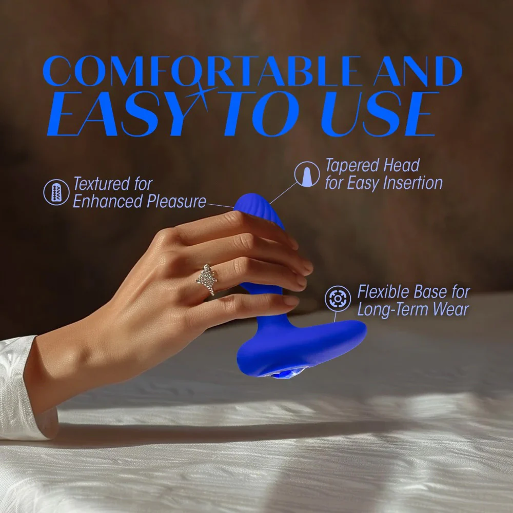 Oh My Gem Mystery Rechargeable Silicone Vibrating Butt Plug By Blush - Sapphire - Image 4