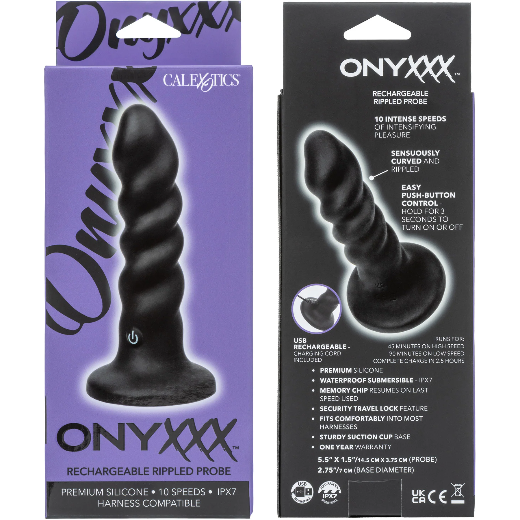 Onyxxx™ Rechargeable Rippled Vibrating Silicone Probe By CalExotics - Image 8