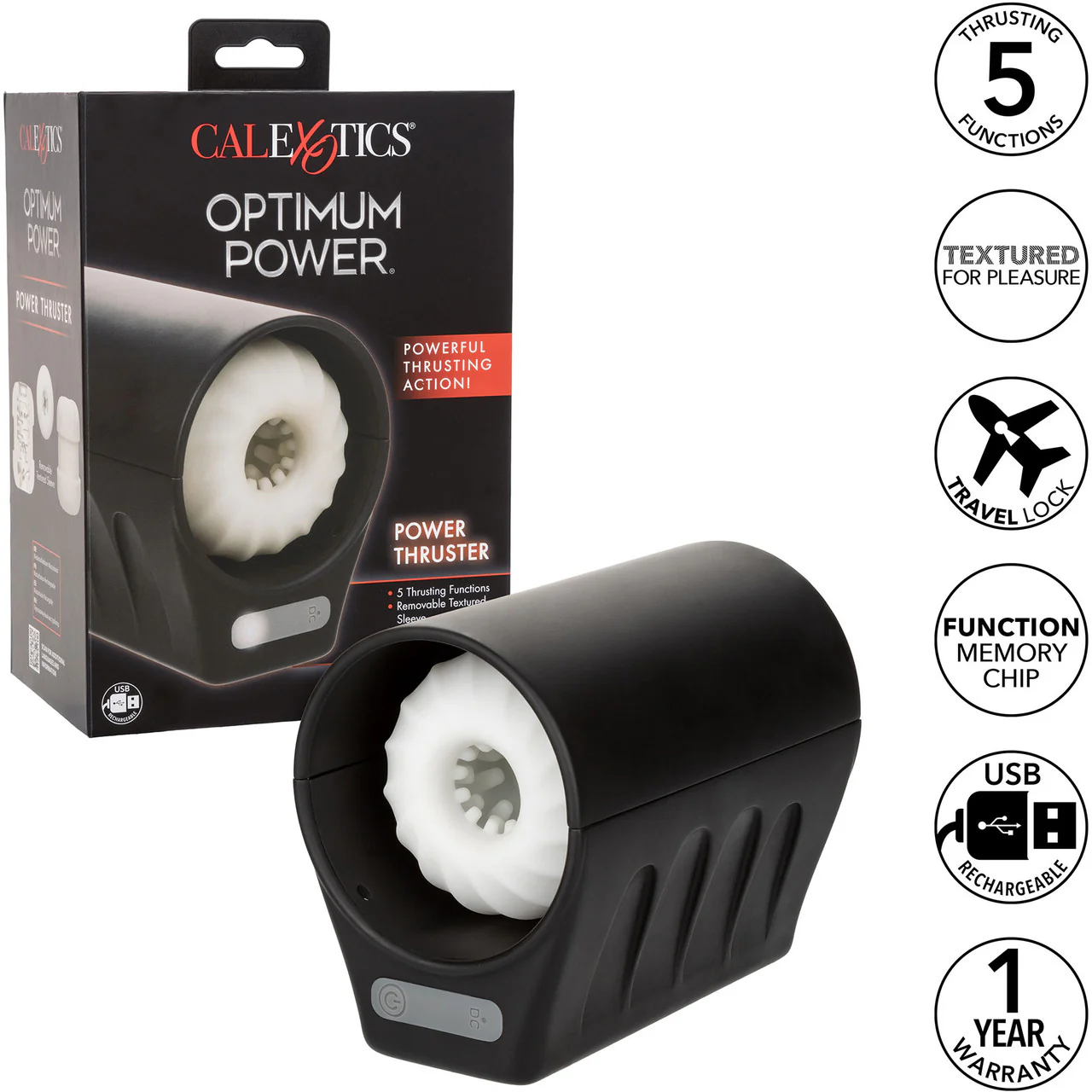 Optimum Power 5 Function Power Thruster Rechargeable Penis Masturbator By CalExotics - Image 9