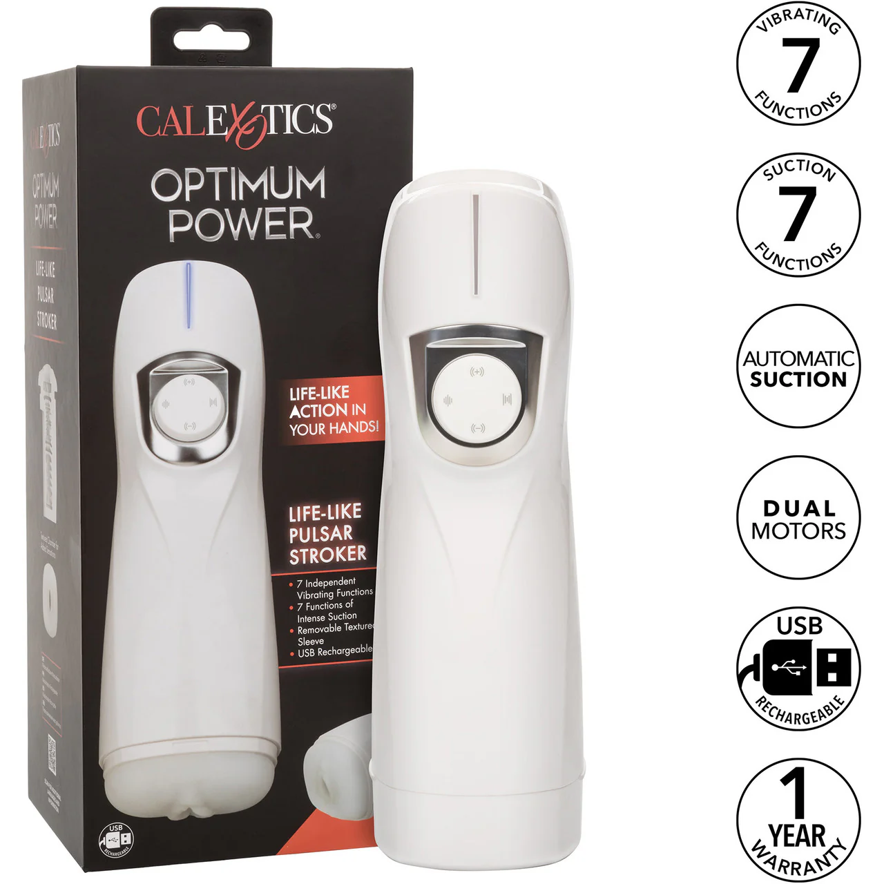 Optimum Power Life-Like Pulsar Stroker Sucking & Vibrating Penis Masturbator By CalExotics - Image 10