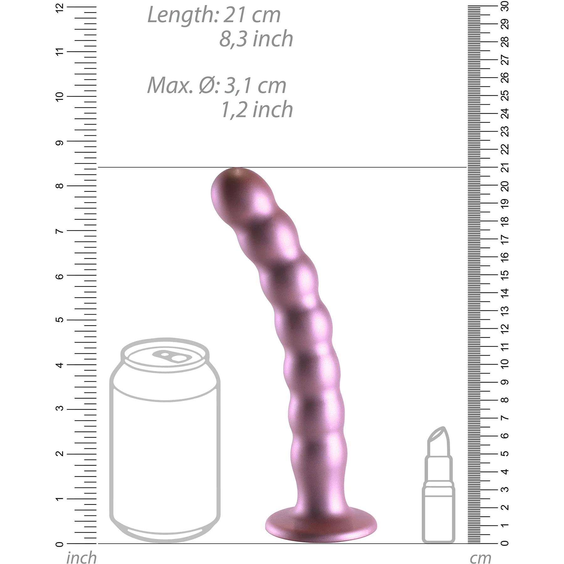 Ouch! 8" Beaded Silicone Suction Cup G-Spot Dildo - Image 16