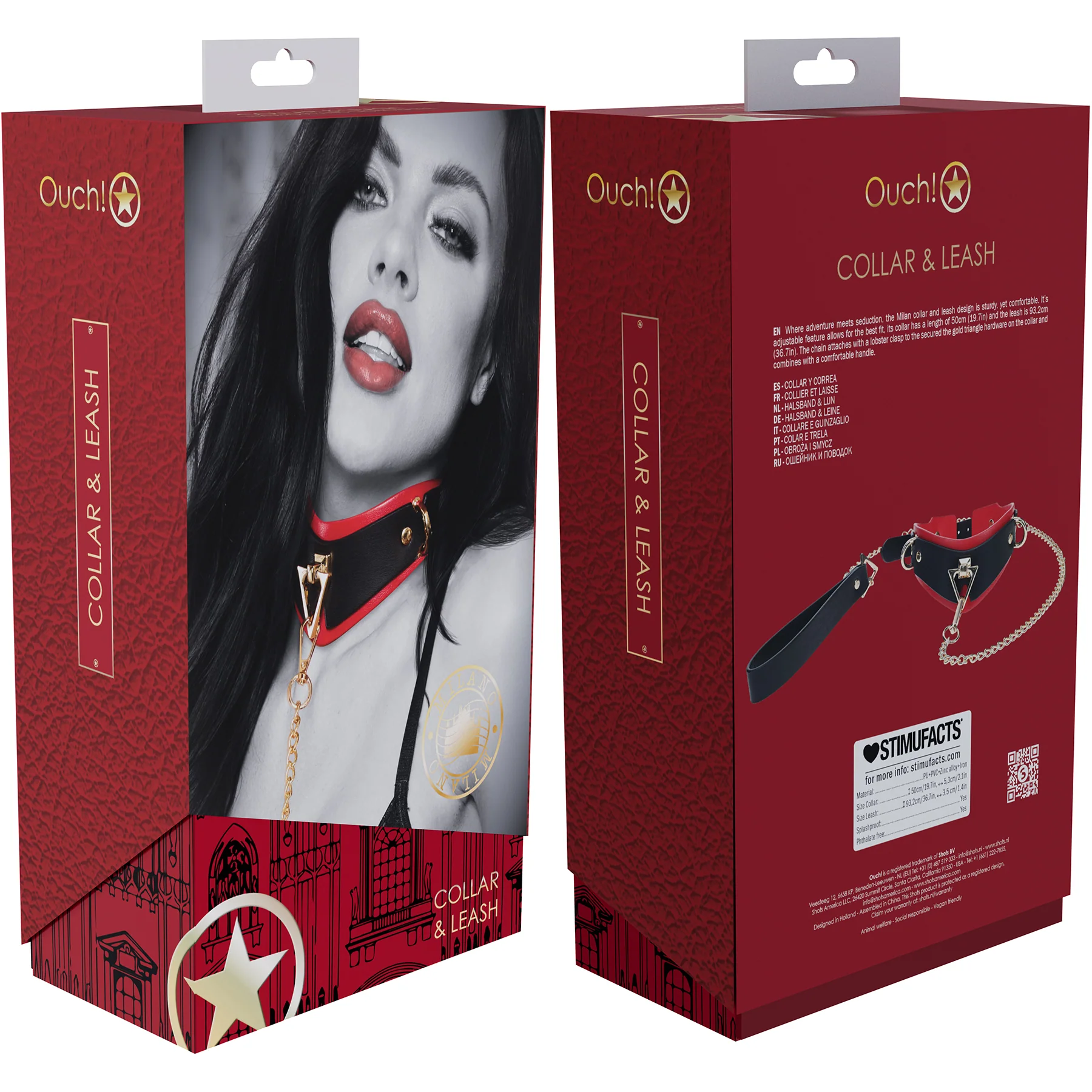 Ouch! Milan Collection Collar With Leash - Image 2
