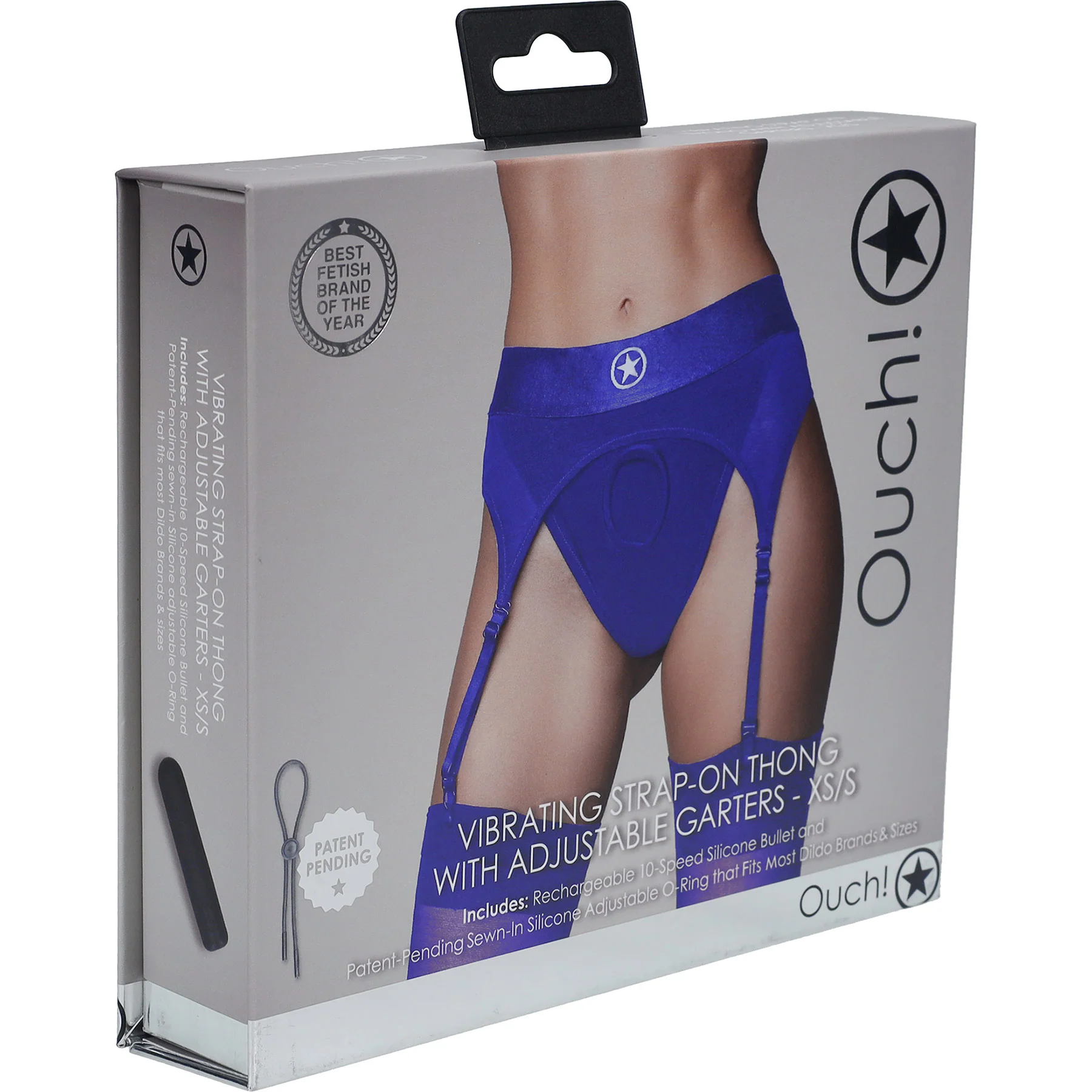 Ouch! Vibrating Strap-On Thong With Adjustable Garters - Image 15
