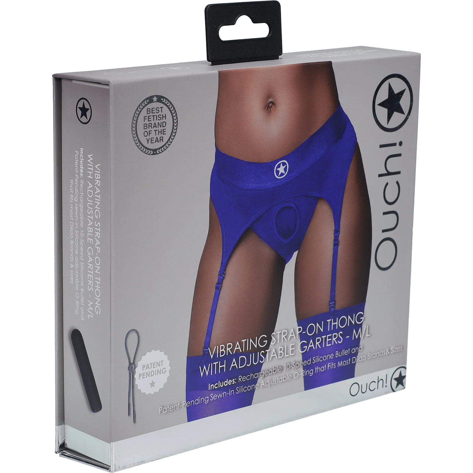 Ouch! Vibrating Strap-On Thong With Adjustable Garters - Image 18