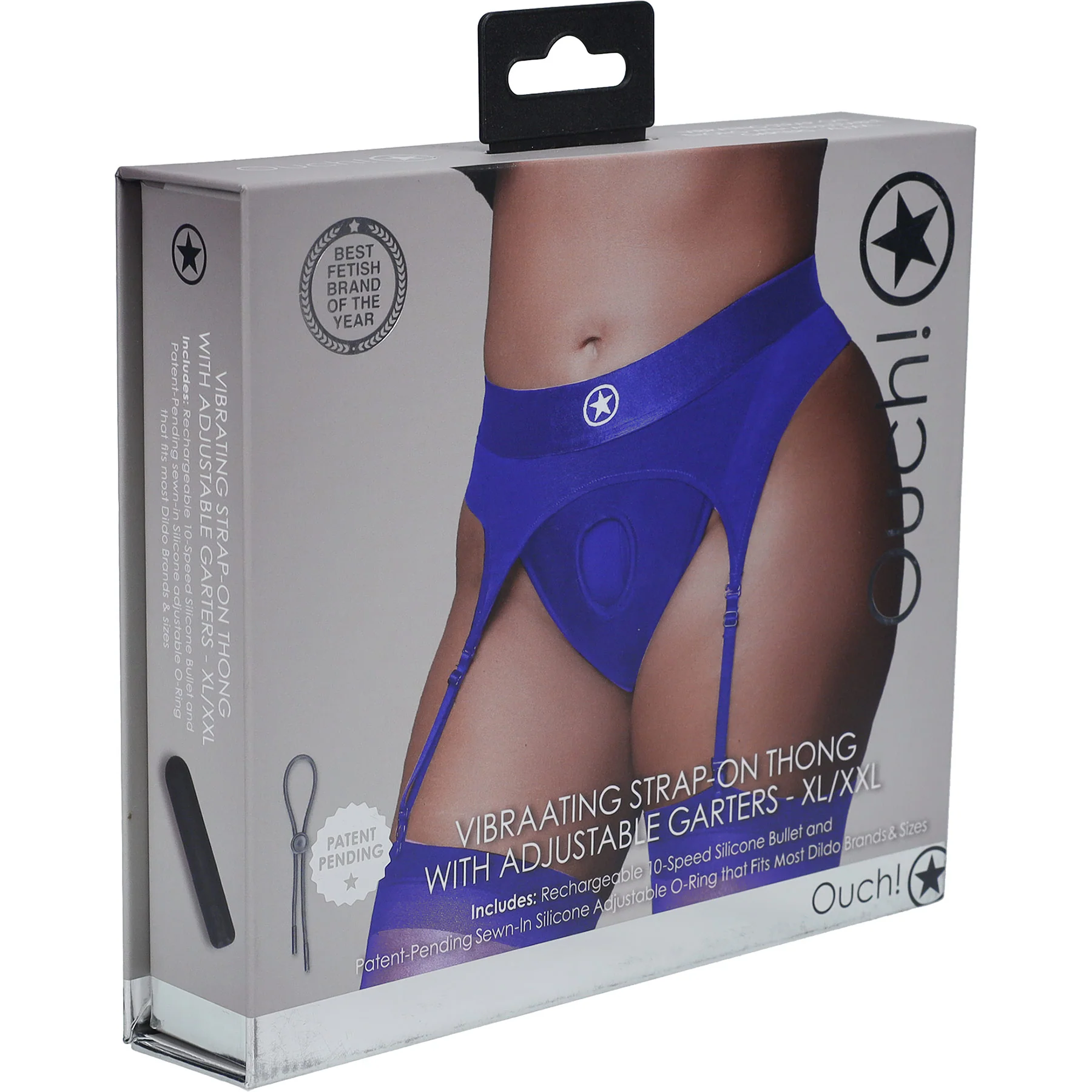Ouch! Vibrating Strap-On Thong With Adjustable Garters - Image 21