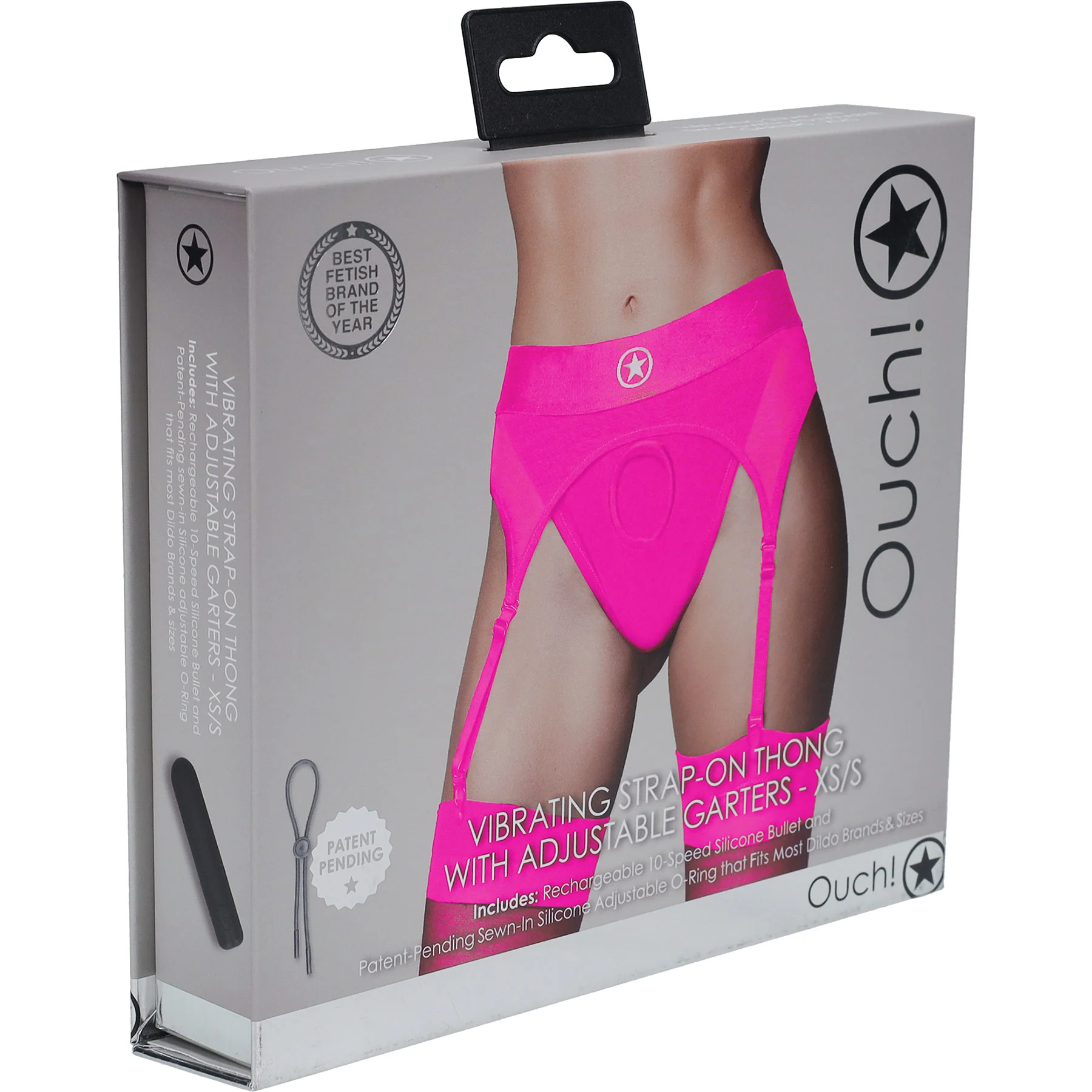 Ouch! Vibrating Strap-On Thong With Adjustable Garters - Image 24