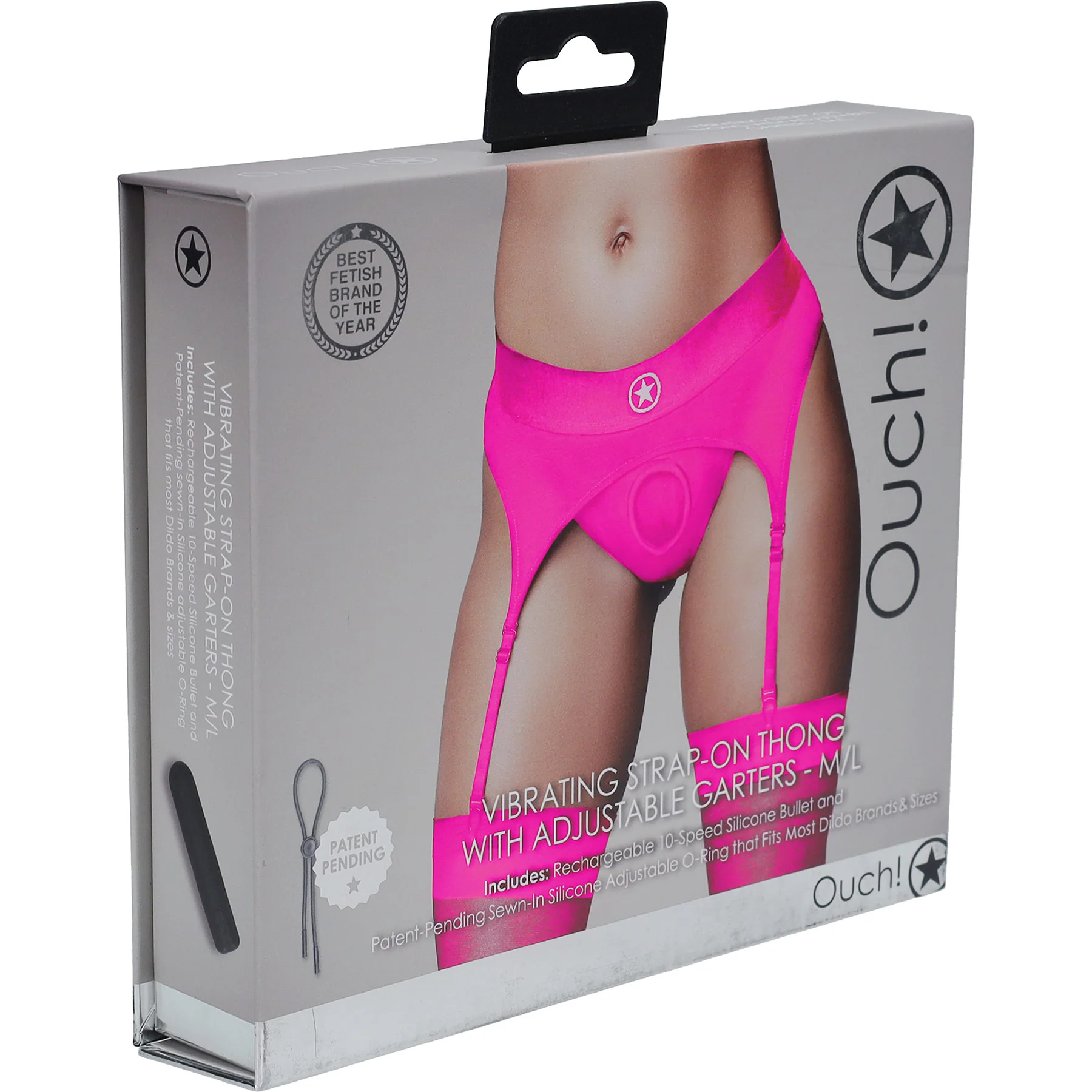 Ouch! Vibrating Strap-On Thong With Adjustable Garters - Image 27