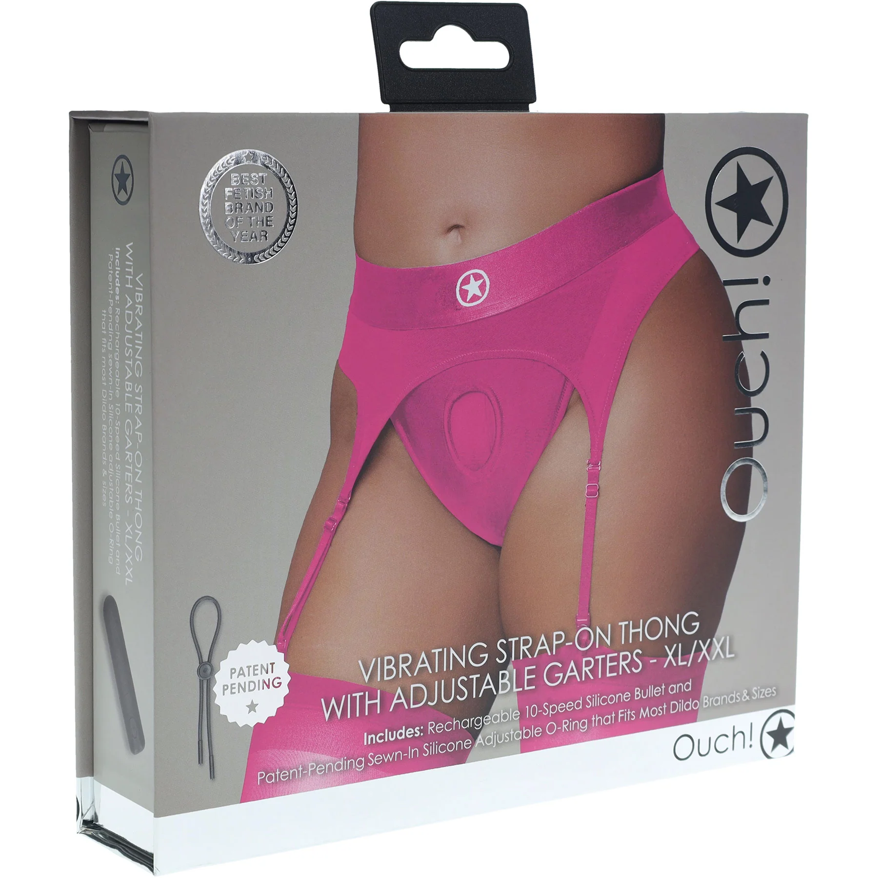 Ouch! Vibrating Strap-On Thong With Adjustable Garters - Image 30