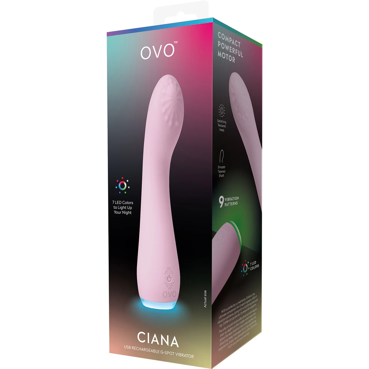 OVO Ciana Rechargeable Silicone G-Spot Vibrator With LED Base - Pink - Image 4