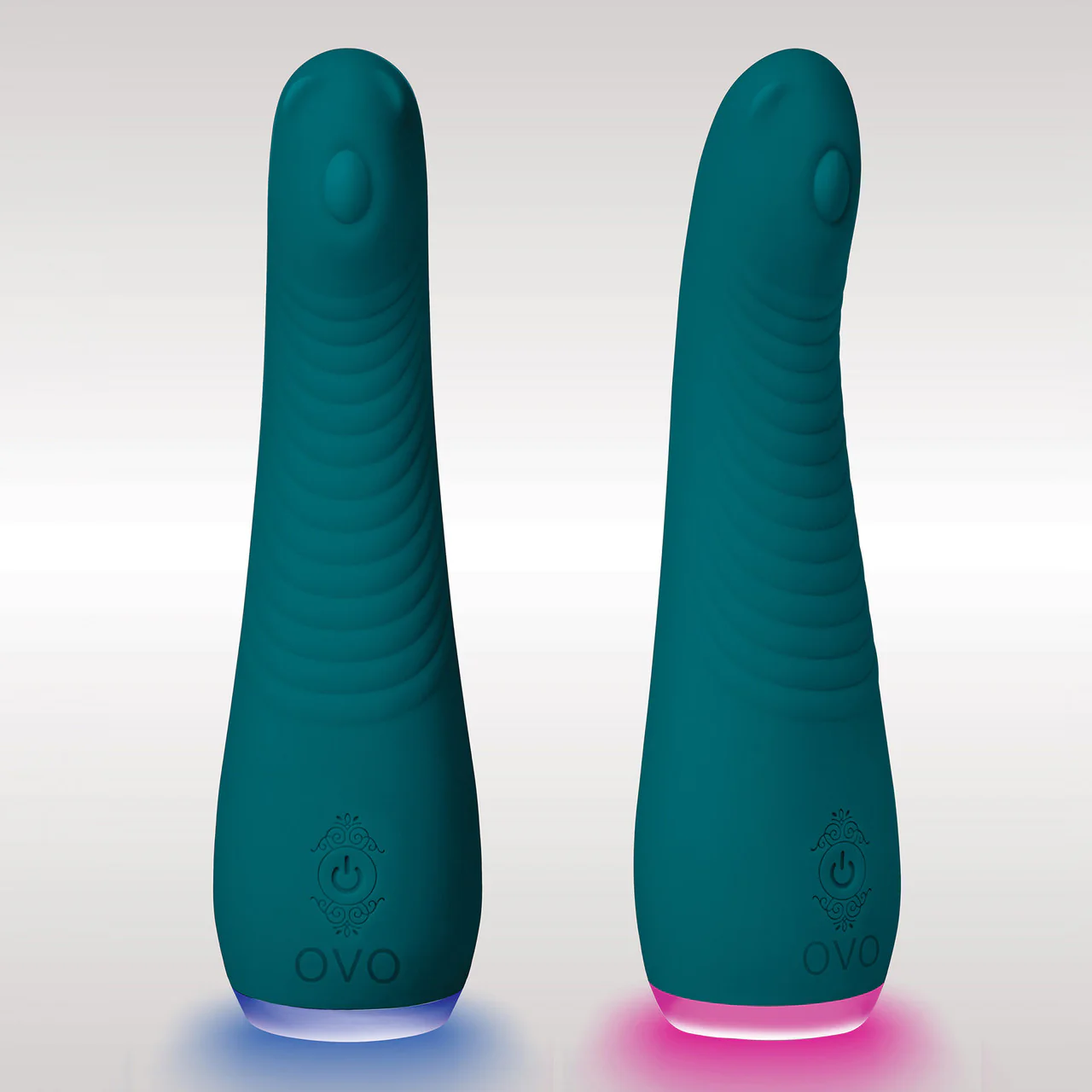OVO Phoebe Rechargeable Silicone G-Spot Vibrator With LED Base - Dark Teal - Image 3
