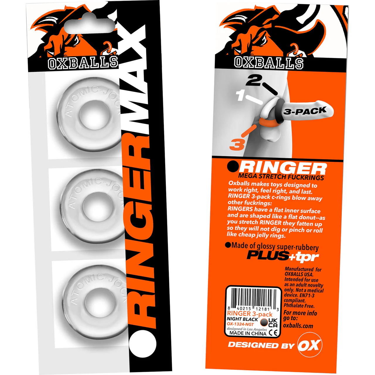 Oxballs Ringer Max Stretchy Cock Ring Set of 3 - Clear - Image 3