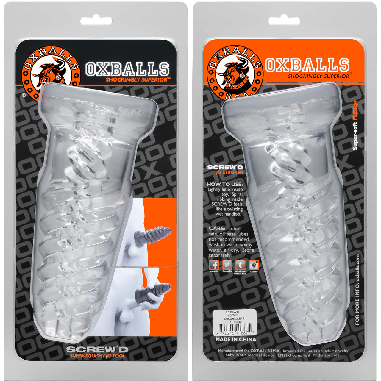 Oxballs Screw'd Super-Squishy Penis Masturbator - Clear - Image 4
