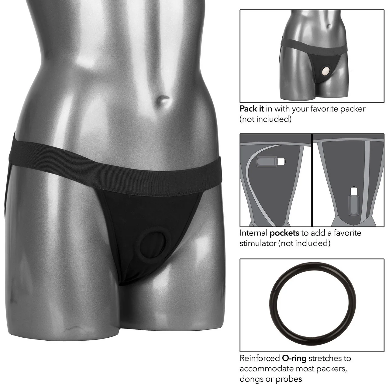 Packer Gear Black Jock Strap Packing Harness By CalExotics - 2XL/3XL - Image 5