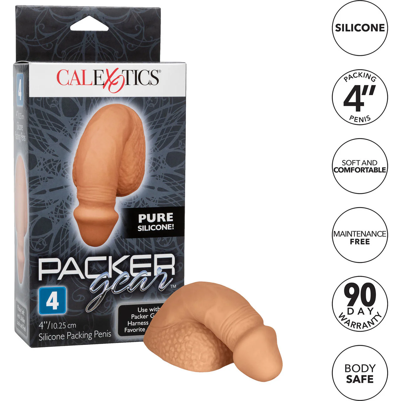 Packer Gear Silicone Packing Penis 4" / 10.25 cm By CalExotics - Caramel - Image 6