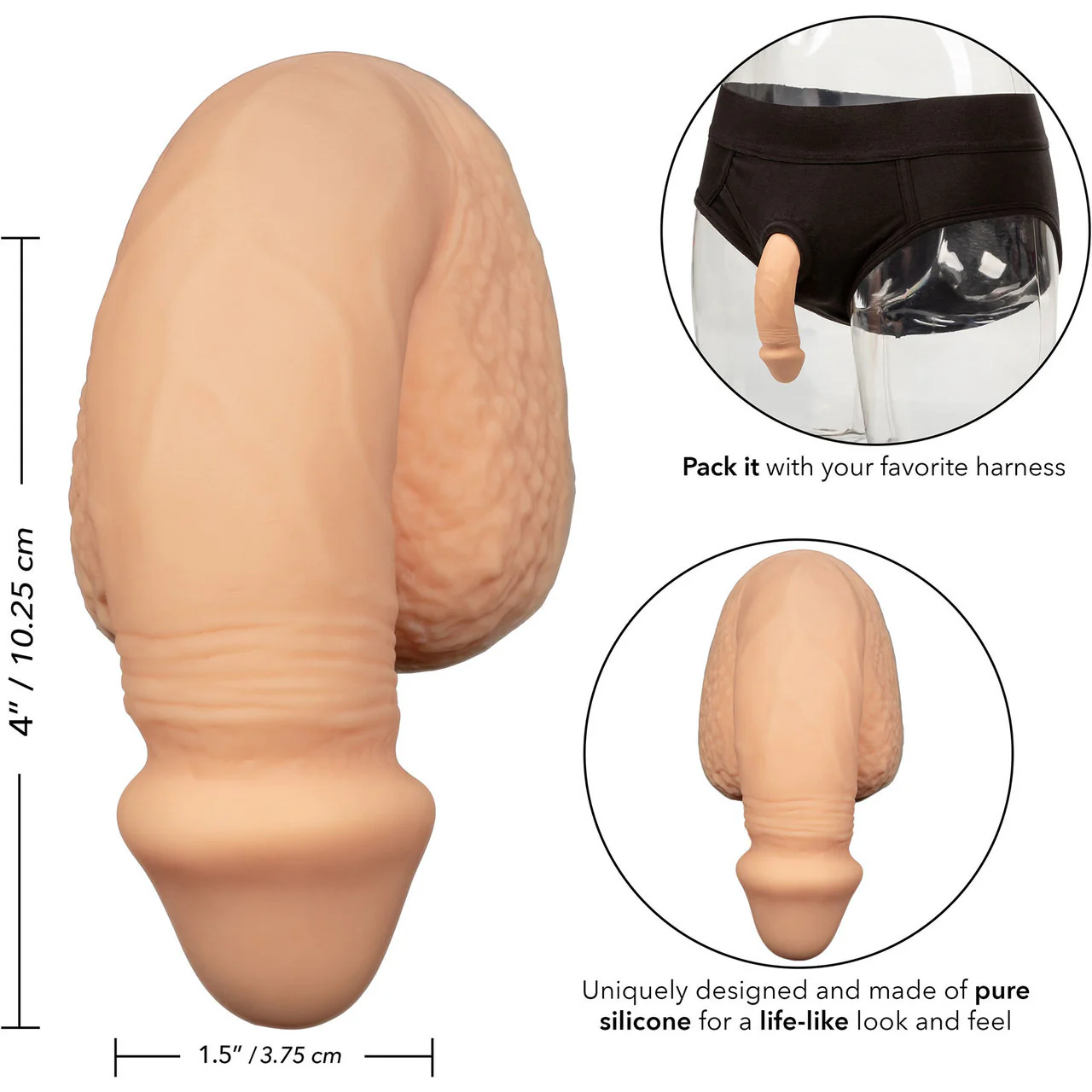 Packer Gear Silicone Packing Penis 4" / 10.25 cm By CalExotics - Vanilla - Image 2