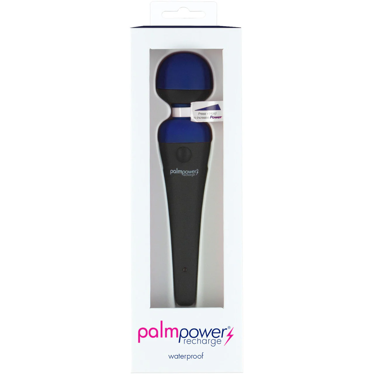 PalmPower Recharge Waterproof Wand Massager With Removable Silicone Cap - Blue - Image 6
