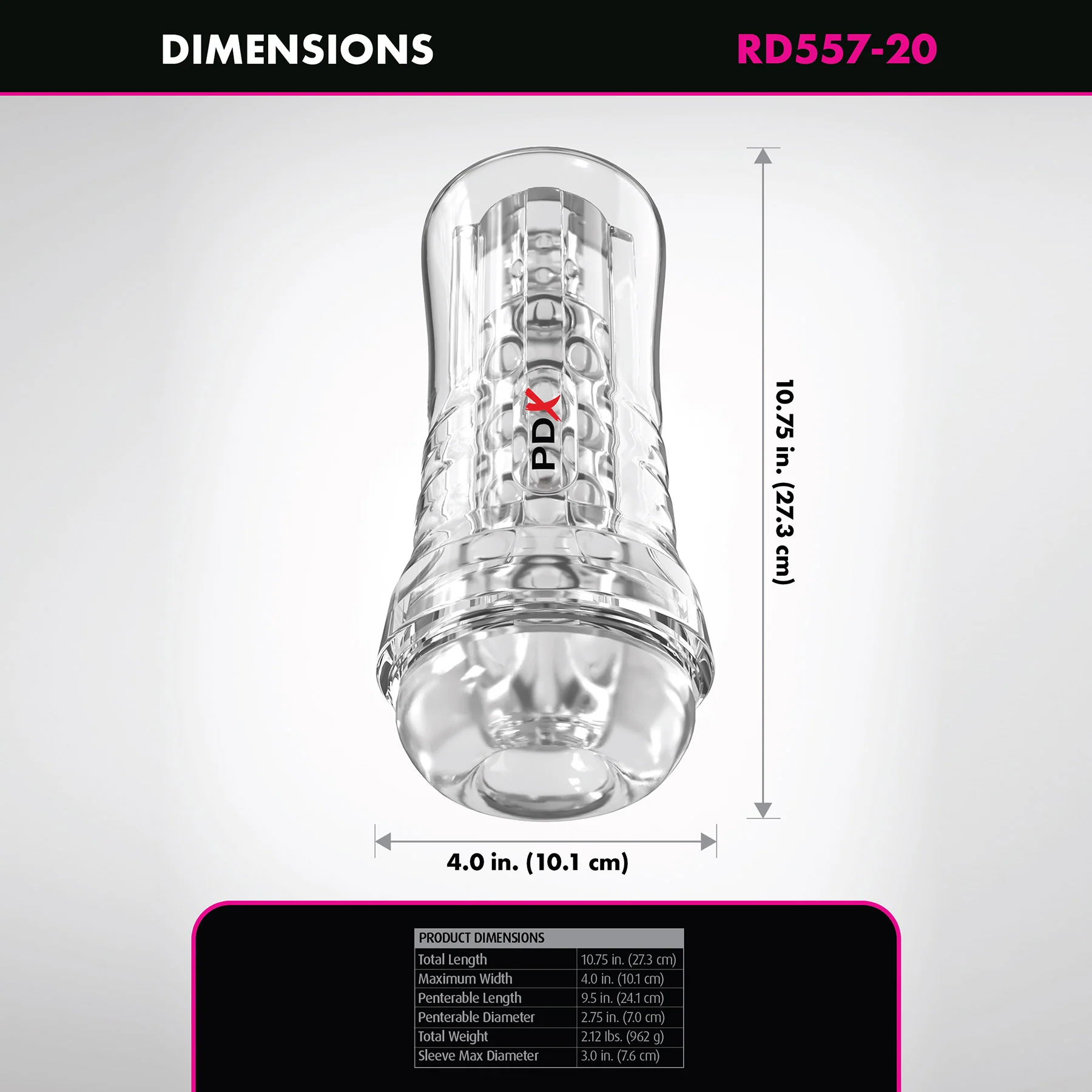 PDX Elite ViewTube See-Thru EZ-Grip Penis Stroker - Image 5