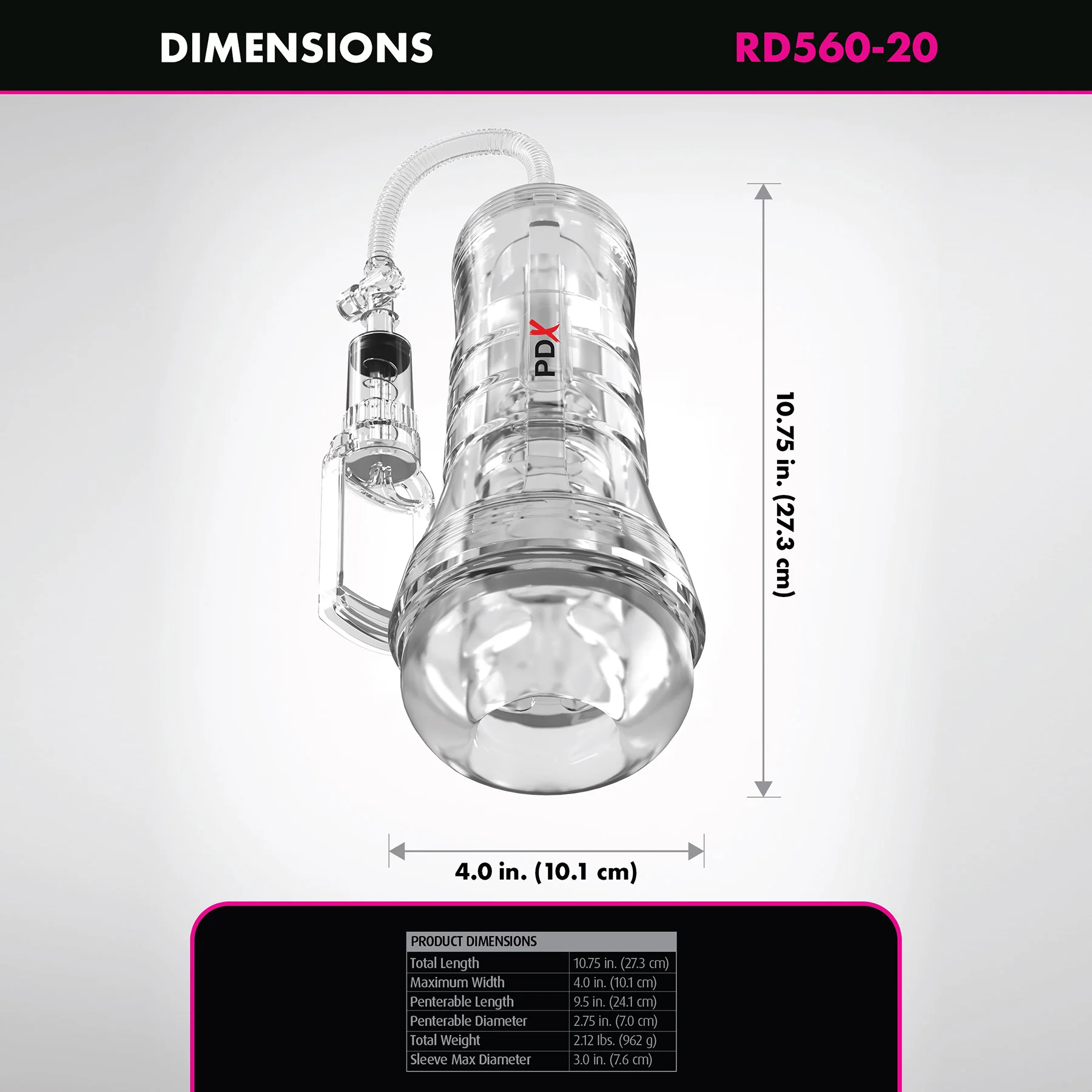 PDX Elite ViewTube Vac XXL Pump See-Thru EZ-Grip Penis Stroker - Image 5