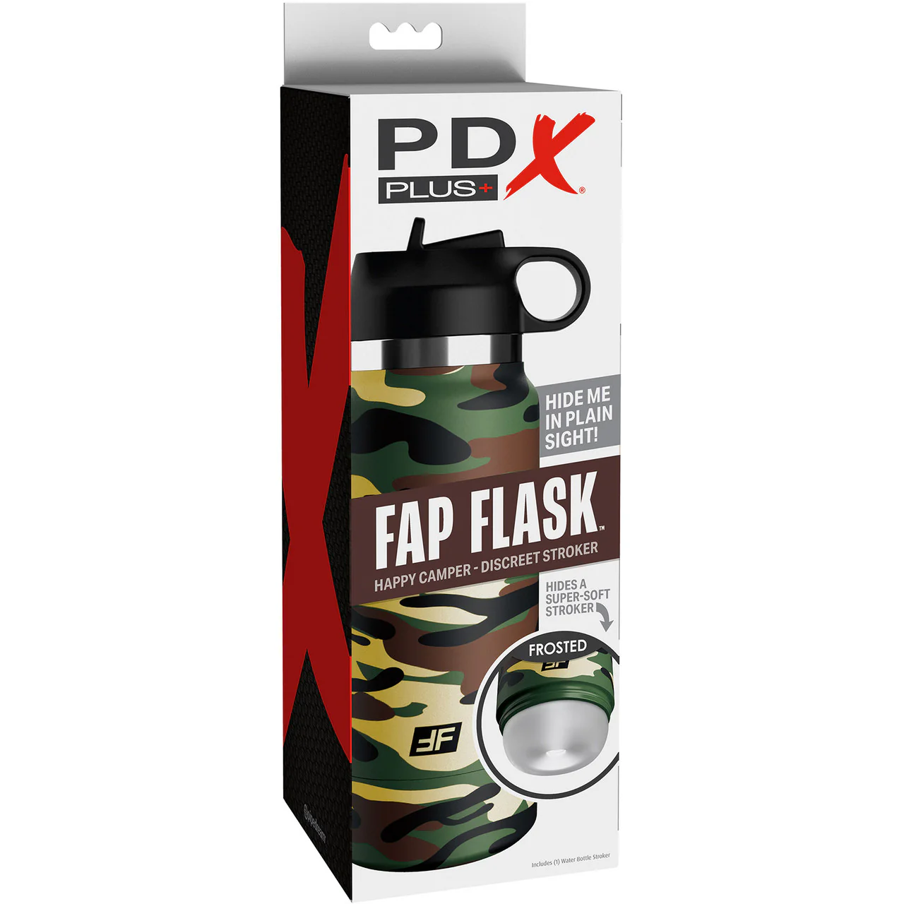 PDX Plus Fap Flask Happy Camper Discreet Water Bottle Penis Stroker By Pipedream - Frosted - Image 7
