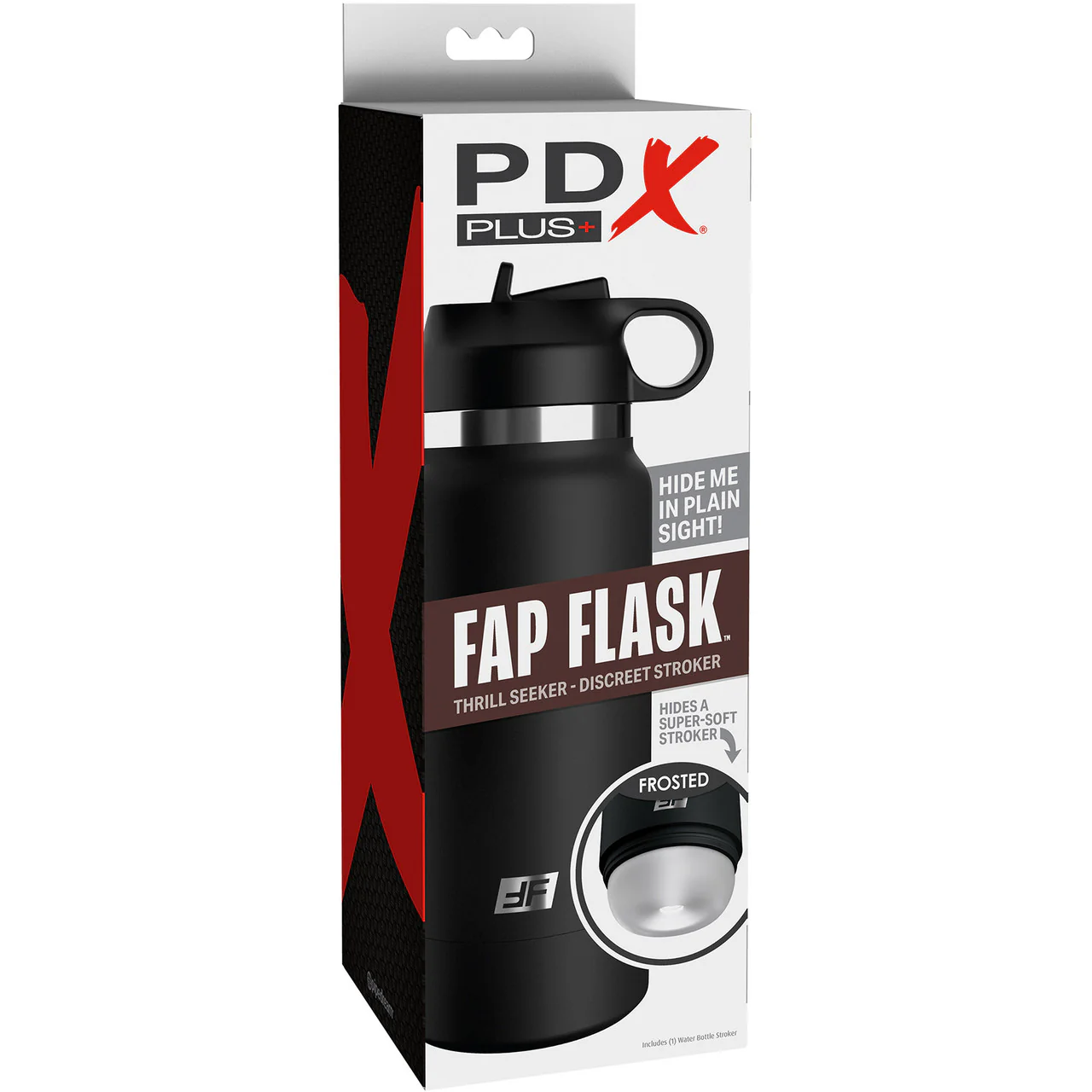 PDX Plus Fap Flask Thrill Seeker Discreet Water Bottle Penis Stroker By Pipedream - Frosted - Image 6