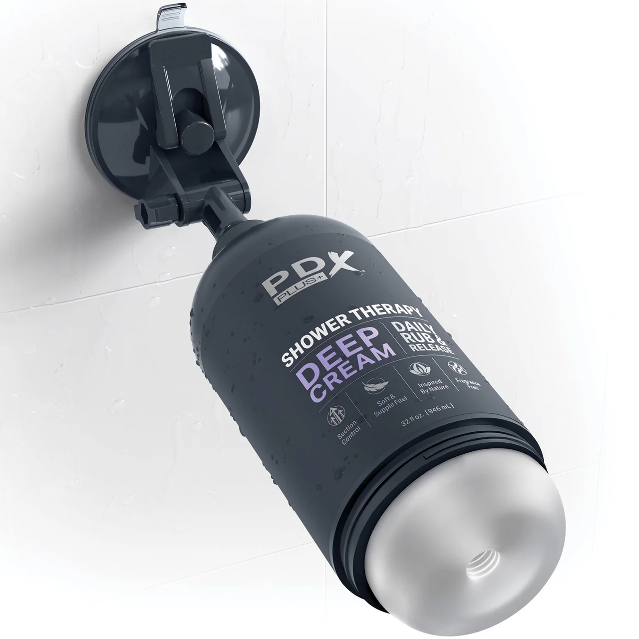 PDX Plus Shower Therapy Deep Cream Discreet Penis Stroker By Pipedream - Frosted - Image 4
