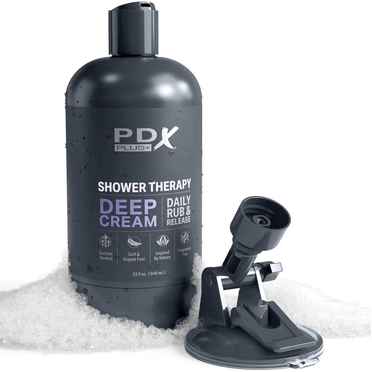 PDX Plus Shower Therapy Deep Cream Discreet Penis Stroker By Pipedream - Frosted - Image 5