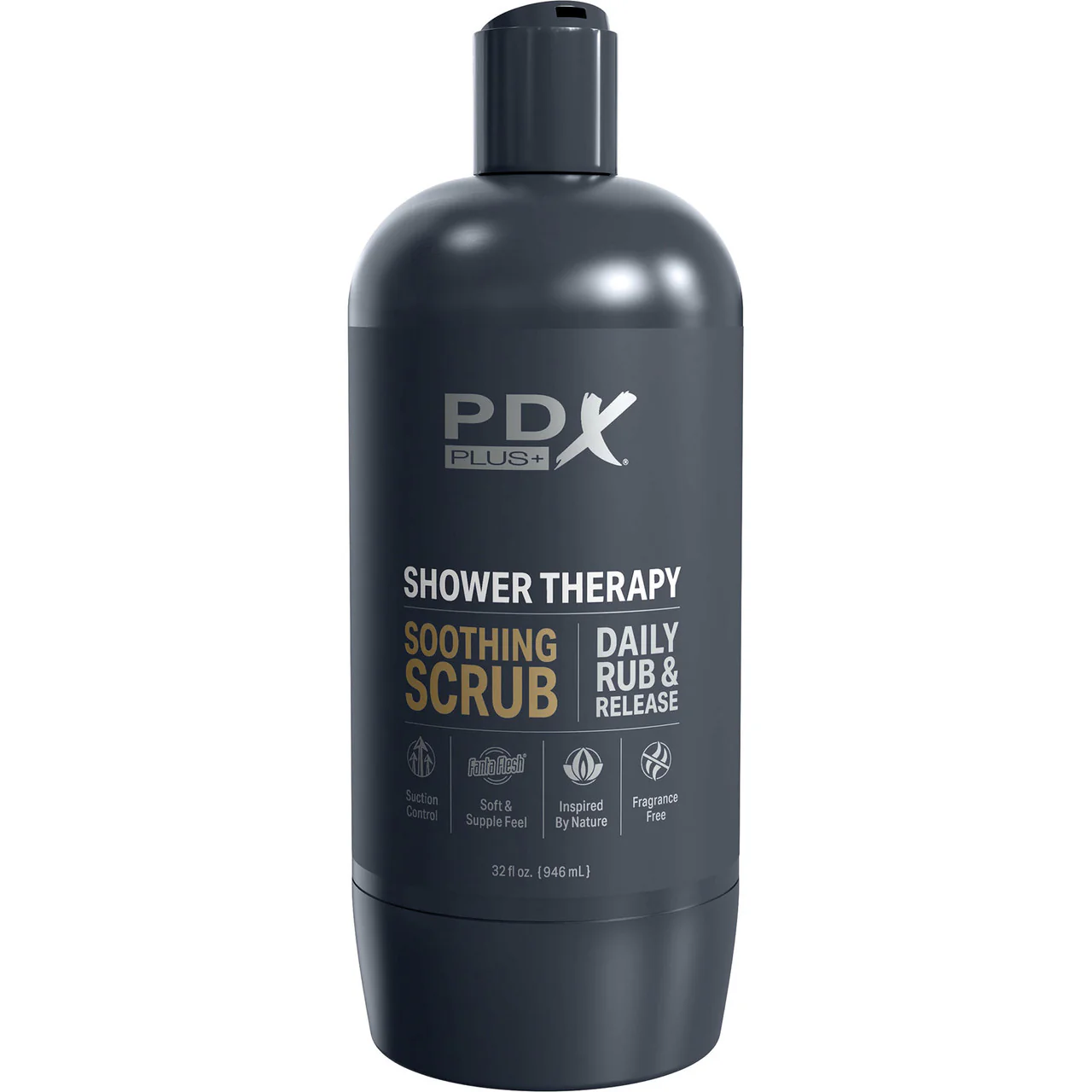 PDX Plus Shower Therapy Soothing Scrub Discreet Penis Stroker By Pipedream - Chocolate - Image 2