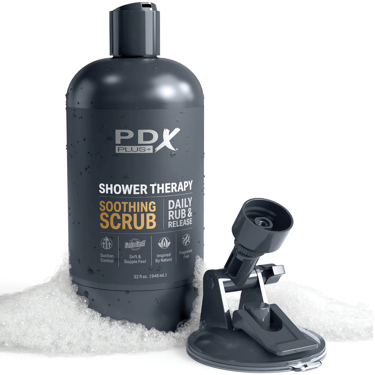 PDX Plus Shower Therapy Soothing Scrub Discreet Penis Stroker By Pipedream - Chocolate - Image 5