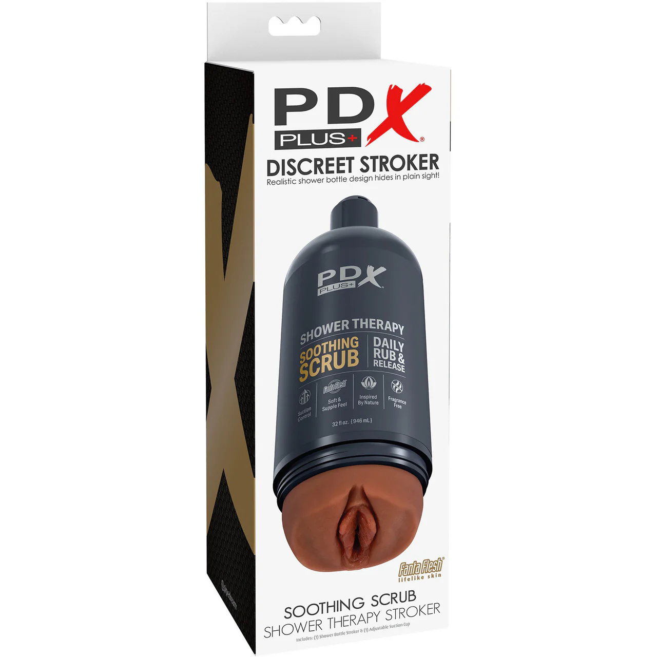 PDX Plus Shower Therapy Soothing Scrub Discreet Penis Stroker By Pipedream - Chocolate - Image 6